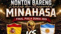 Caption Foto : Slide Nobar Final Piala Dunia Antara Argentina - Spanyol Oleh Pemkab Minahasa Di Tondano.(Doc Foto : Ist)